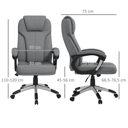 Ergonomic office chair - adjustable height, gray linen, headrest