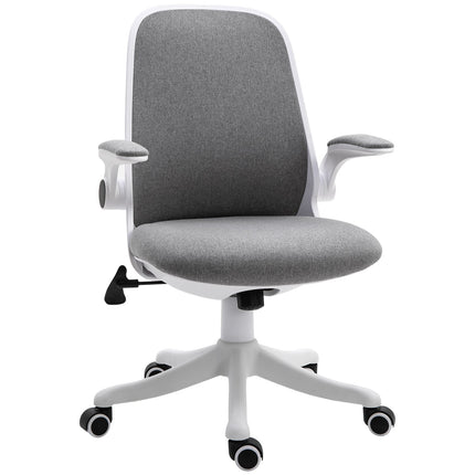 Ergonomic office chair with adjustable armrest, grey-white