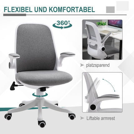 Ergonomic office chair with adjustable armrest, grey-white