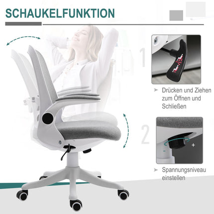 Ergonomic office chair with adjustable armrest, grey-white