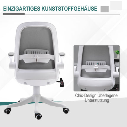 Ergonomic office chair with adjustable armrest, grey-white