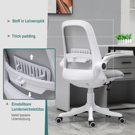 Ergonomic office chair with adjustable armrest, grey-white