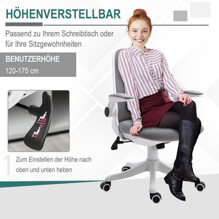 Ergonomic office chair with adjustable armrest, grey-white