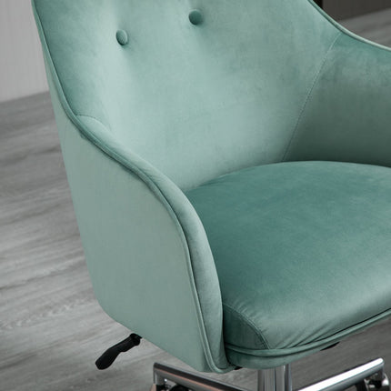 Ergonomic office chair, height adjustable velvet, green