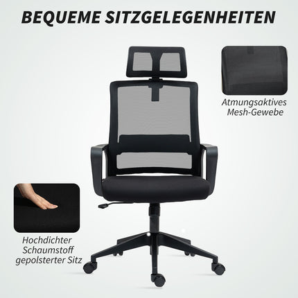 Ergonomic office chair with armrests and adjustable headrest