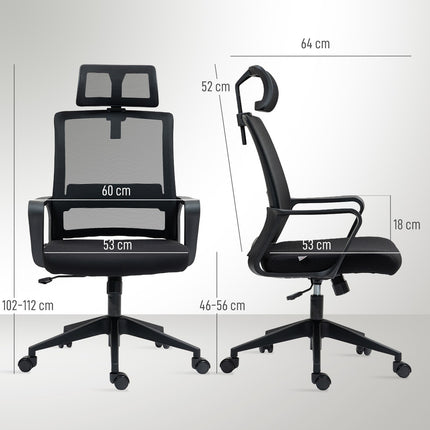 Ergonomic office chair with armrests and adjustable headrest