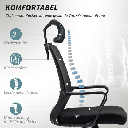 Ergonomic office chair with armrests and adjustable headrest