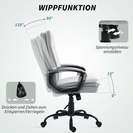 Ergonomic office chair, adjustable with armrests, gray linen