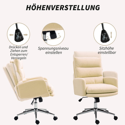 Ergonomic office chair, lambswool look, height adjustable