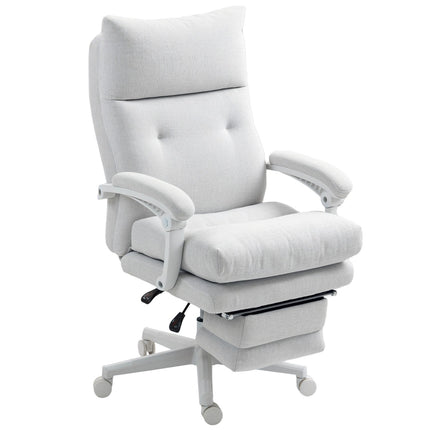 Ergonomic office chair with lumbar support, linen, cream