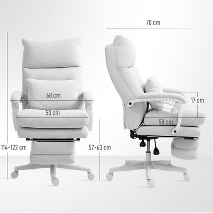 Ergonomic office chair with lumbar support, linen, cream