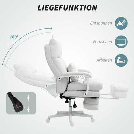 Ergonomic office chair with lumbar support, linen, cream