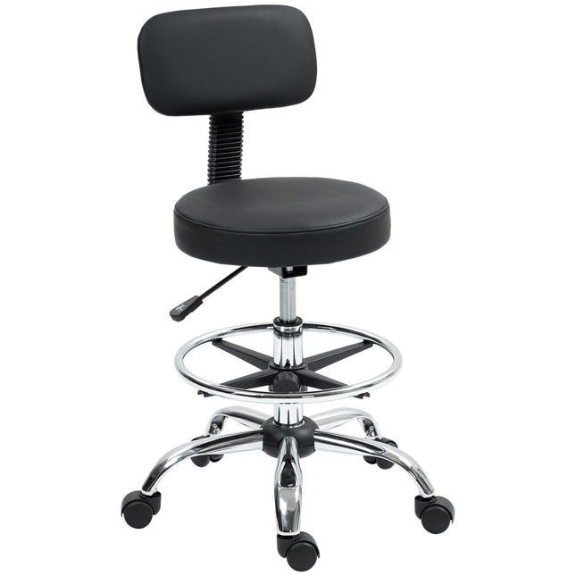 Ergonomic black office chair with foot ring, adjustable swivel