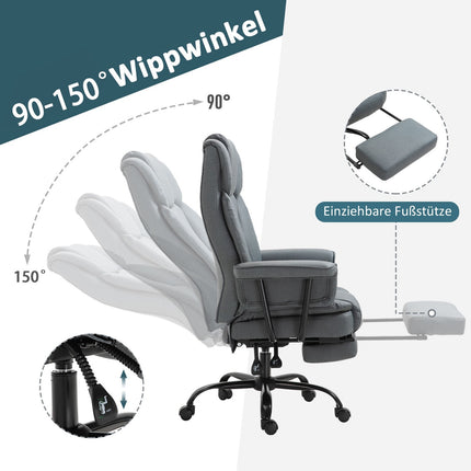 Ergonomic office chair, adjustable with headrest and footrest