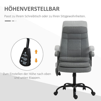 Ergonomic gaming chair with lumbar support, gray linen