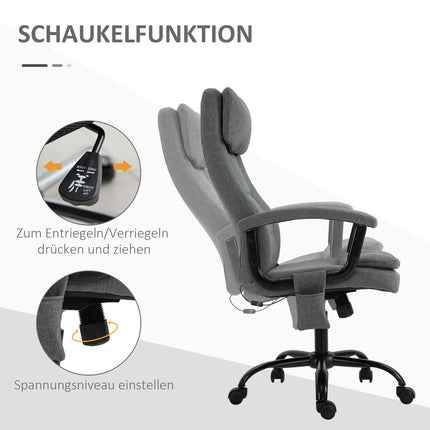 Ergonomic gaming chair with lumbar support, gray linen