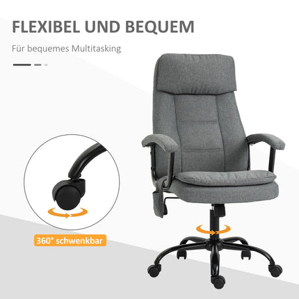 Ergonomic gaming chair with lumbar support, gray linen