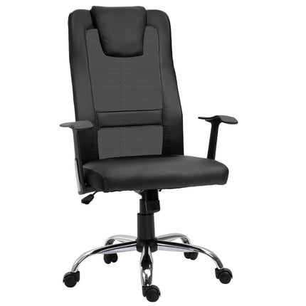 Ergonomic office chair in black PU leather, adjustable in height
