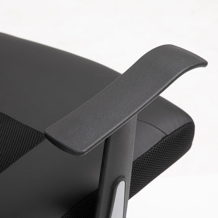 Ergonomic office chair in black PU leather, adjustable in height