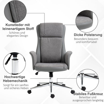 Ergonomic office chair, adjustable PU, 360° rotation, gray