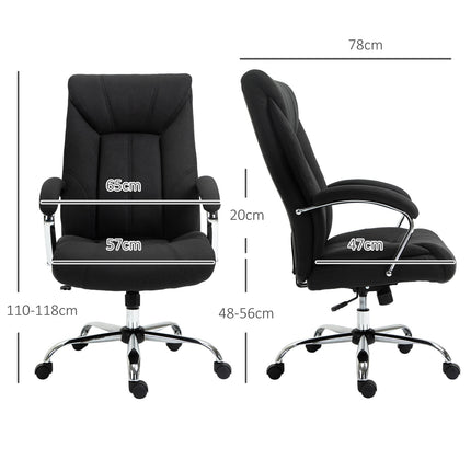 Ergonomic office chair with rocker, padded armrest, black
