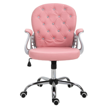 Ergonomic office chair, pink PU, padded backrest, adjustable