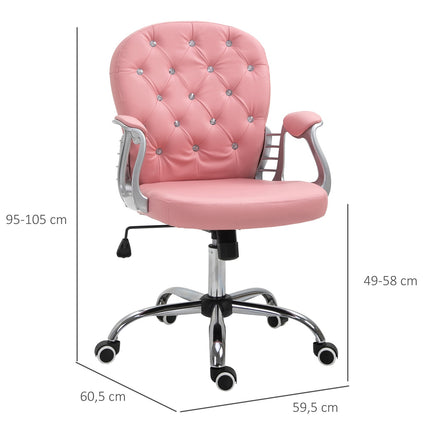 Ergonomic office chair, pink PU, padded backrest, adjustable