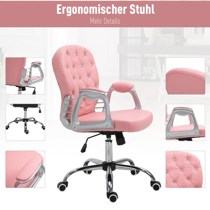 Ergonomic office chair, pink PU, padded backrest, adjustable