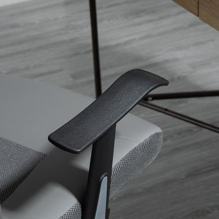 Ergonomic office chair in gray synthetic leather, adjustable