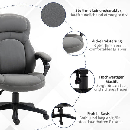 Ergonomic swivel office chair, height adjustable, linen look
