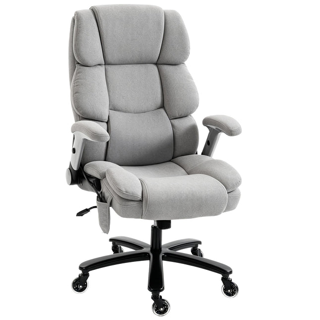 Office Chair, Inflatable Lumbar, Flip-Up Arms, Light Gray