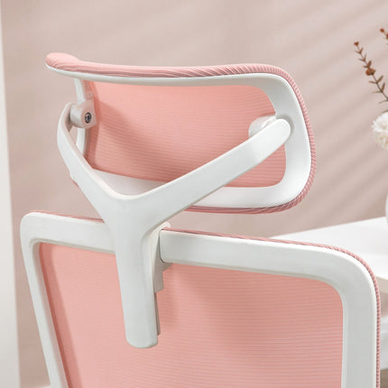 Pink mesh office chair with rocker & height adjustment