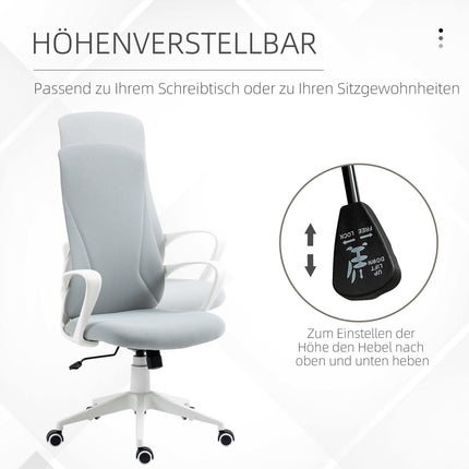 Ergonomic swivel desk chair, height adjustable, light grey