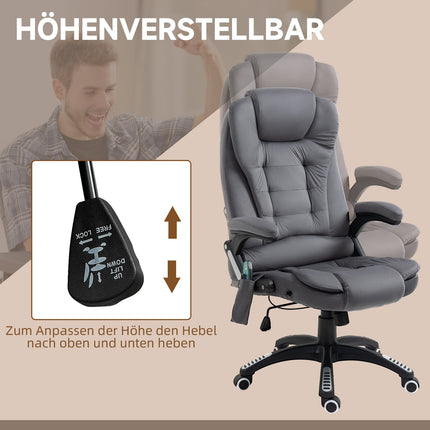 Ergonomic office chair with massage & heating, dark grey