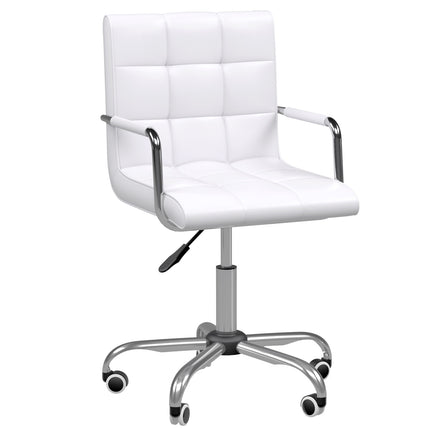 White adjustable office chair - swivel, metal base, PU leather