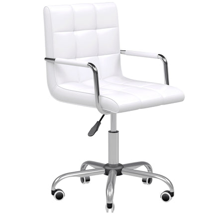 White adjustable office chair - swivel, metal base, PU leather