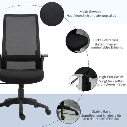 Ergonomic swivel office chair, adjustable height, black