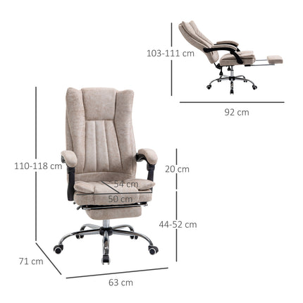 Reclining office chair, microfiber, adjustable height, beige