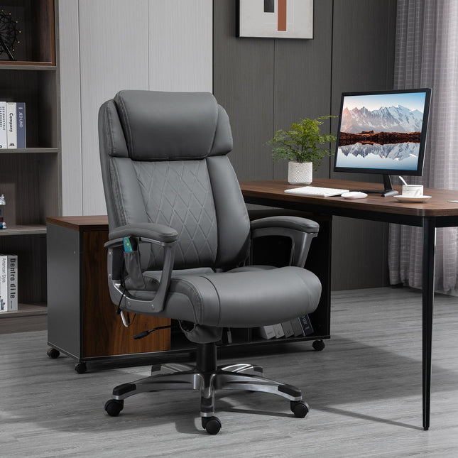 Ergonomic office chair in gray artificial leather with massage