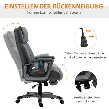 Ergonomic office chair in gray artificial leather with massage