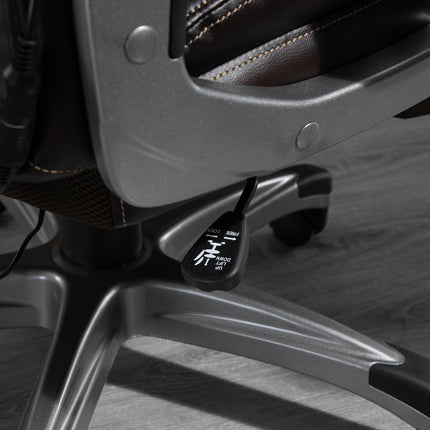 Ergonomic swivel office chair, 6-point massage, brown leather