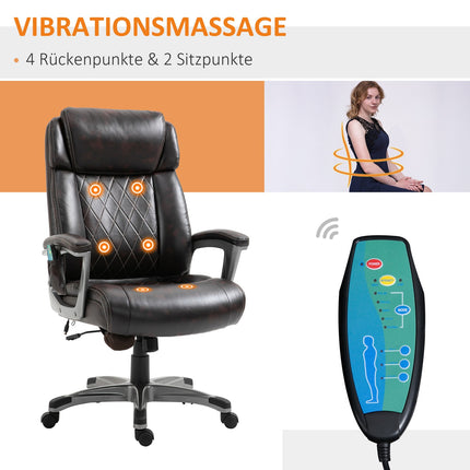 Ergonomic swivel office chair, 6-point massage, brown leather