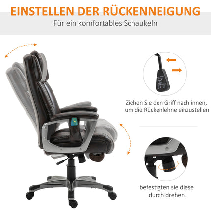 Ergonomic swivel office chair, 6-point massage, brown leather