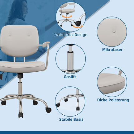 Beige office chair, rocking, artificial leather, swivel, 120 kg load
