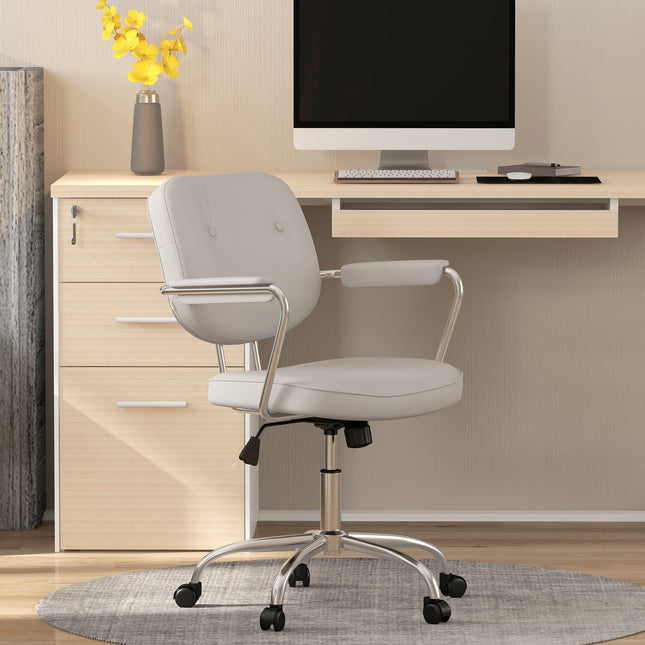 Beige office chair, rocking, artificial leather, swivel, 120 kg load