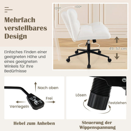 Office Chair Without Armrests, Wide Seat, 160kg Capacity, Beige