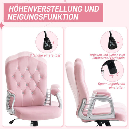 Ergonomic pink office chair for women, height adjustable