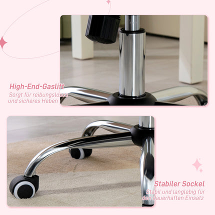 Ergonomic pink office chair for women, height adjustable