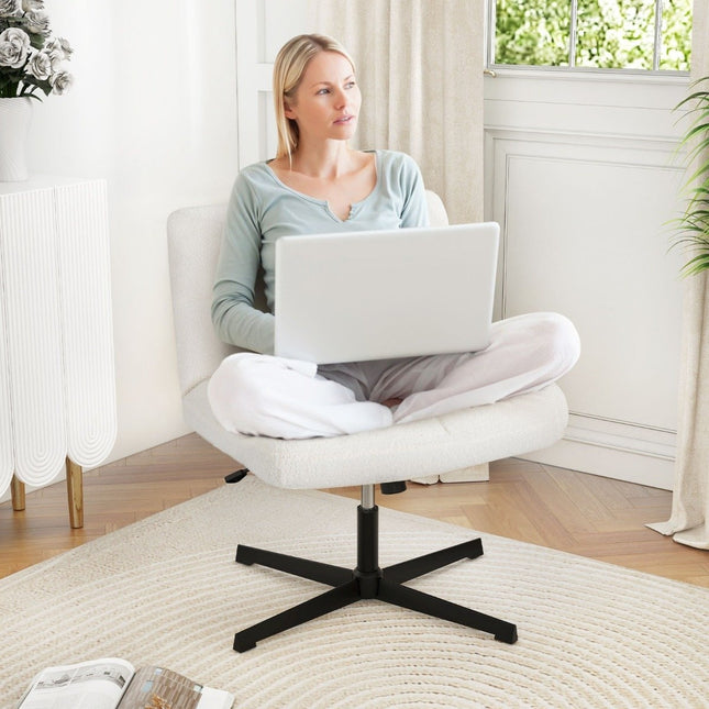 Office Chair with Faux Sheepskin, Wide Seat, Adjustable