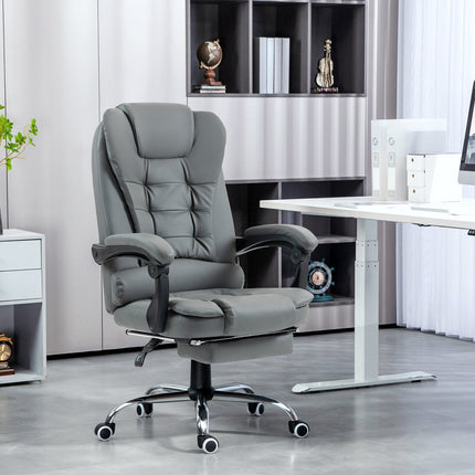 Office Chair with Footrest, Adjustable Backrest, Grey